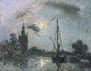 Johan Barthold Jongkind Overschie in the Moonlight oil on canvas